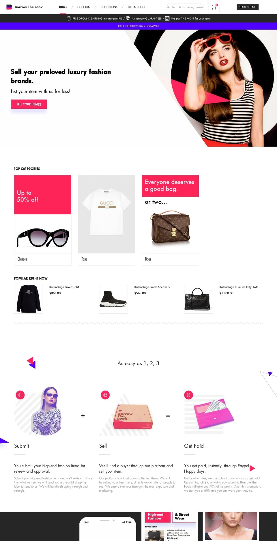 borrowthelook.com — Shopify storefront screenshot