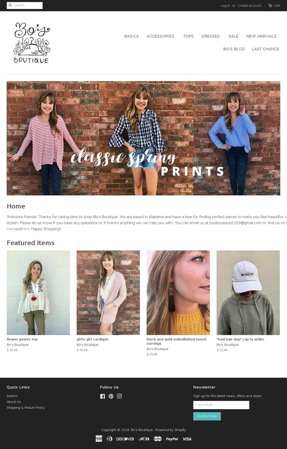 bosboutique.net shopify website screenshot