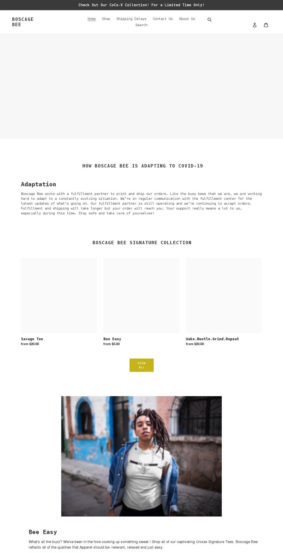boscagebee.com shopify website screenshot