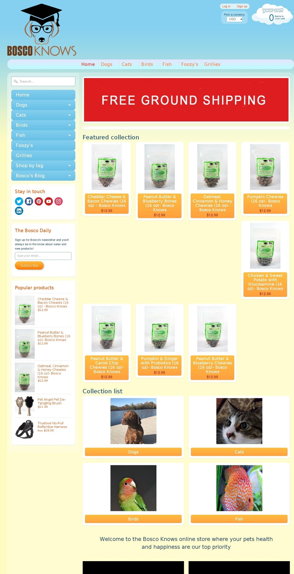 boscoknows.com — Shopify storefront screenshot