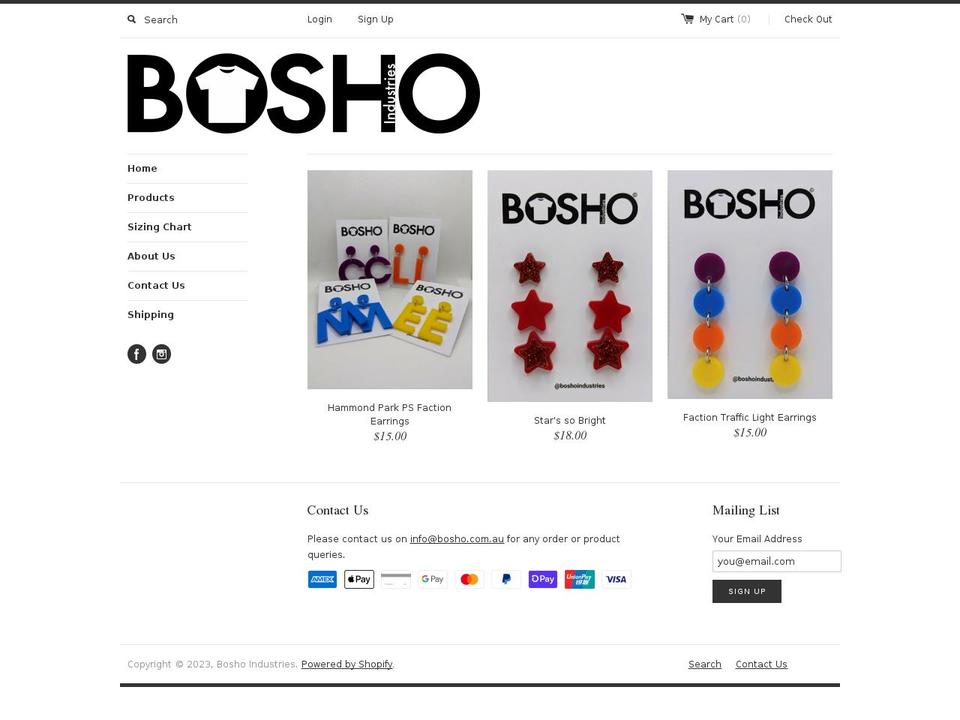 bosho.com.au shopify website screenshot