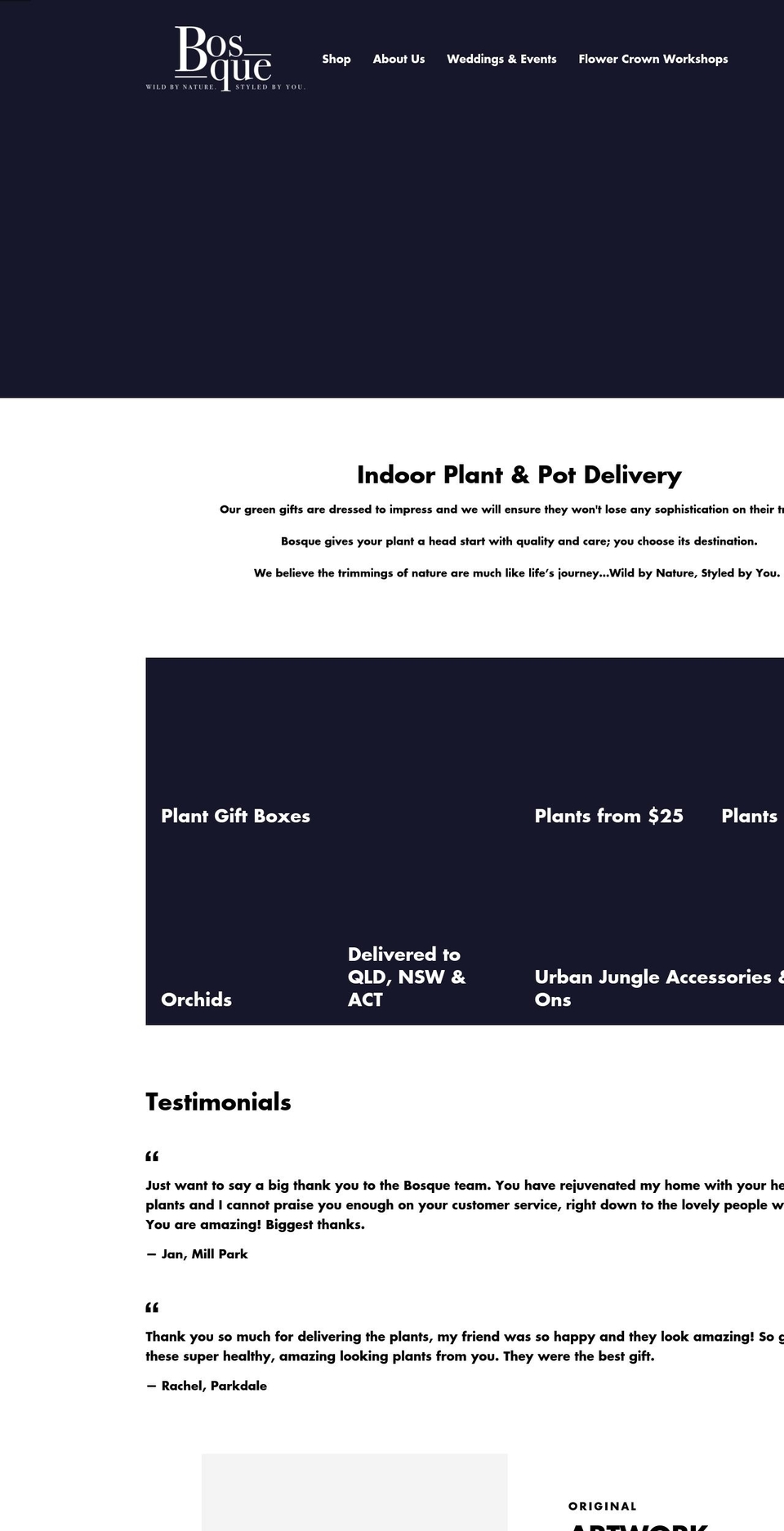 bosque.com.au shopify website screenshot