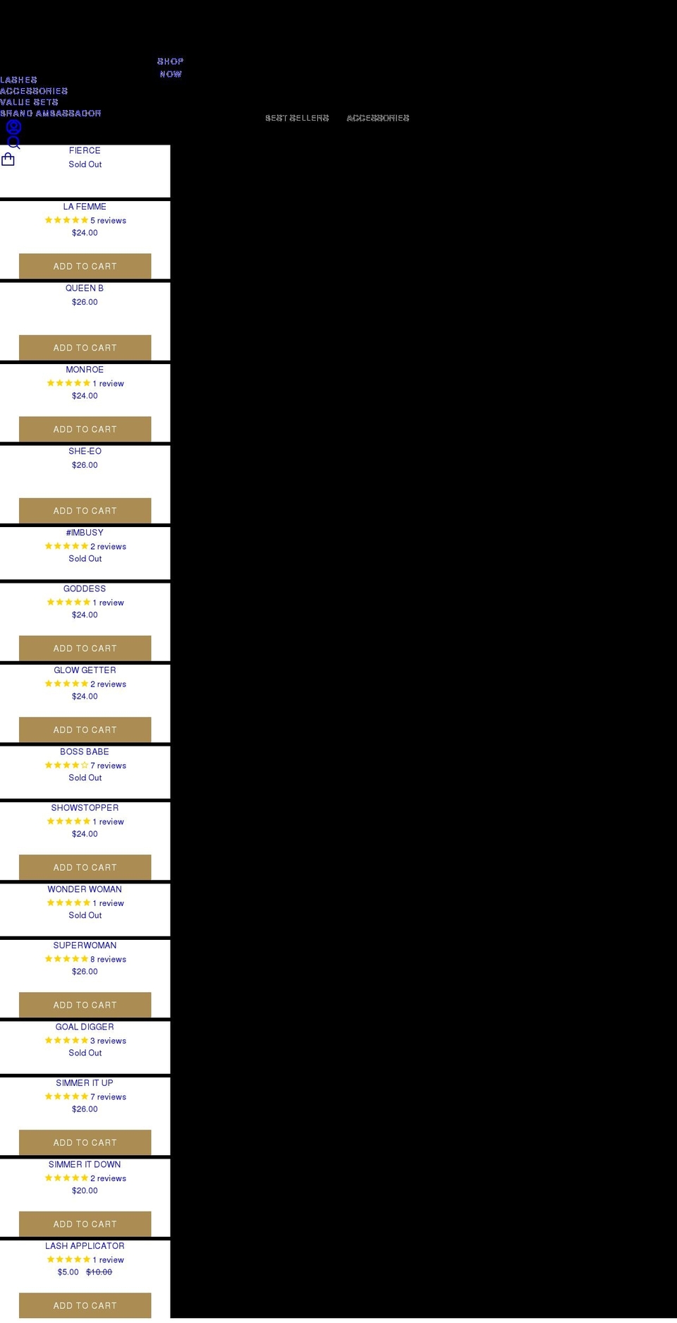bossbabelashes.ca shopify website screenshot