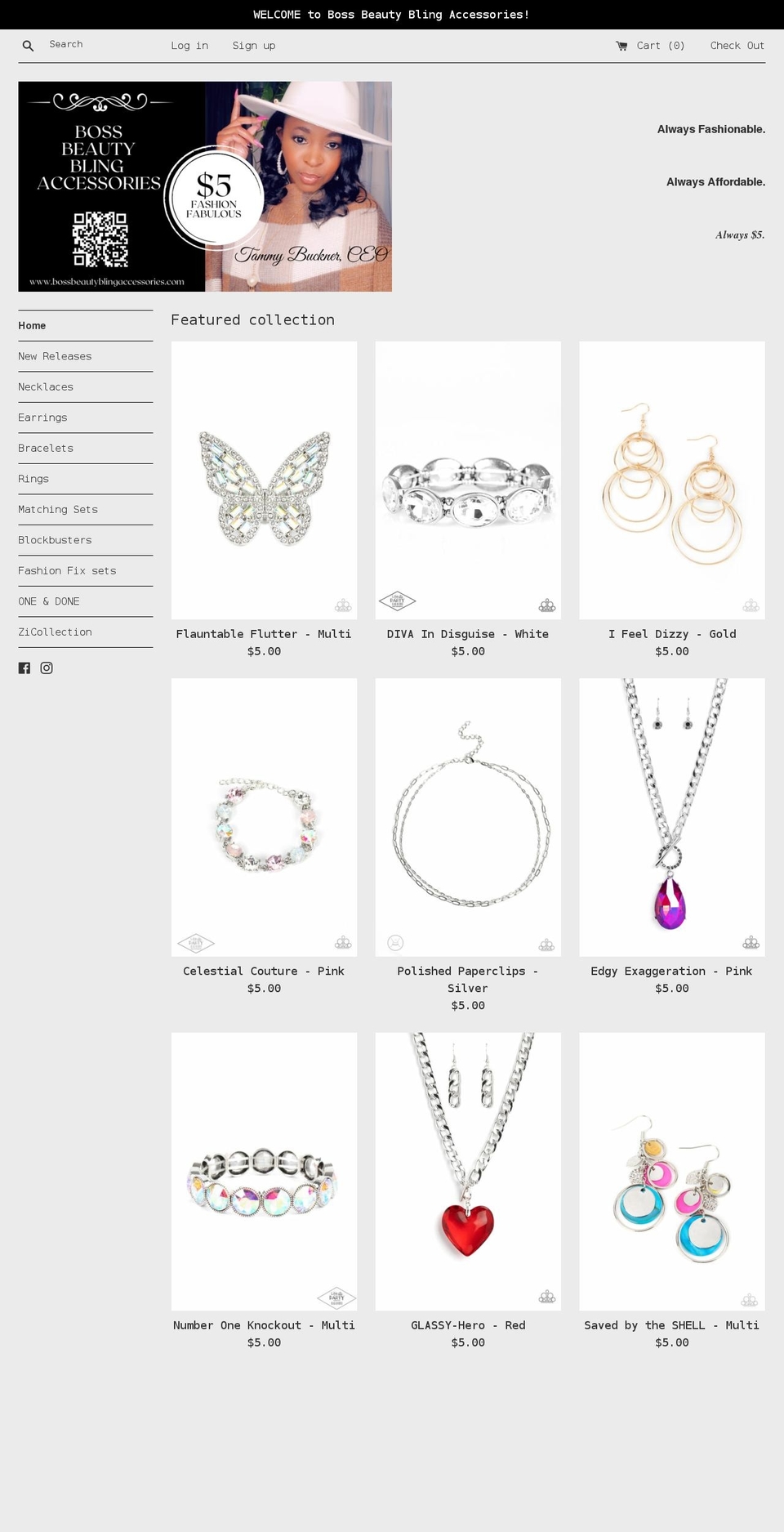 bossbeautyblingaccessories.com shopify website screenshot