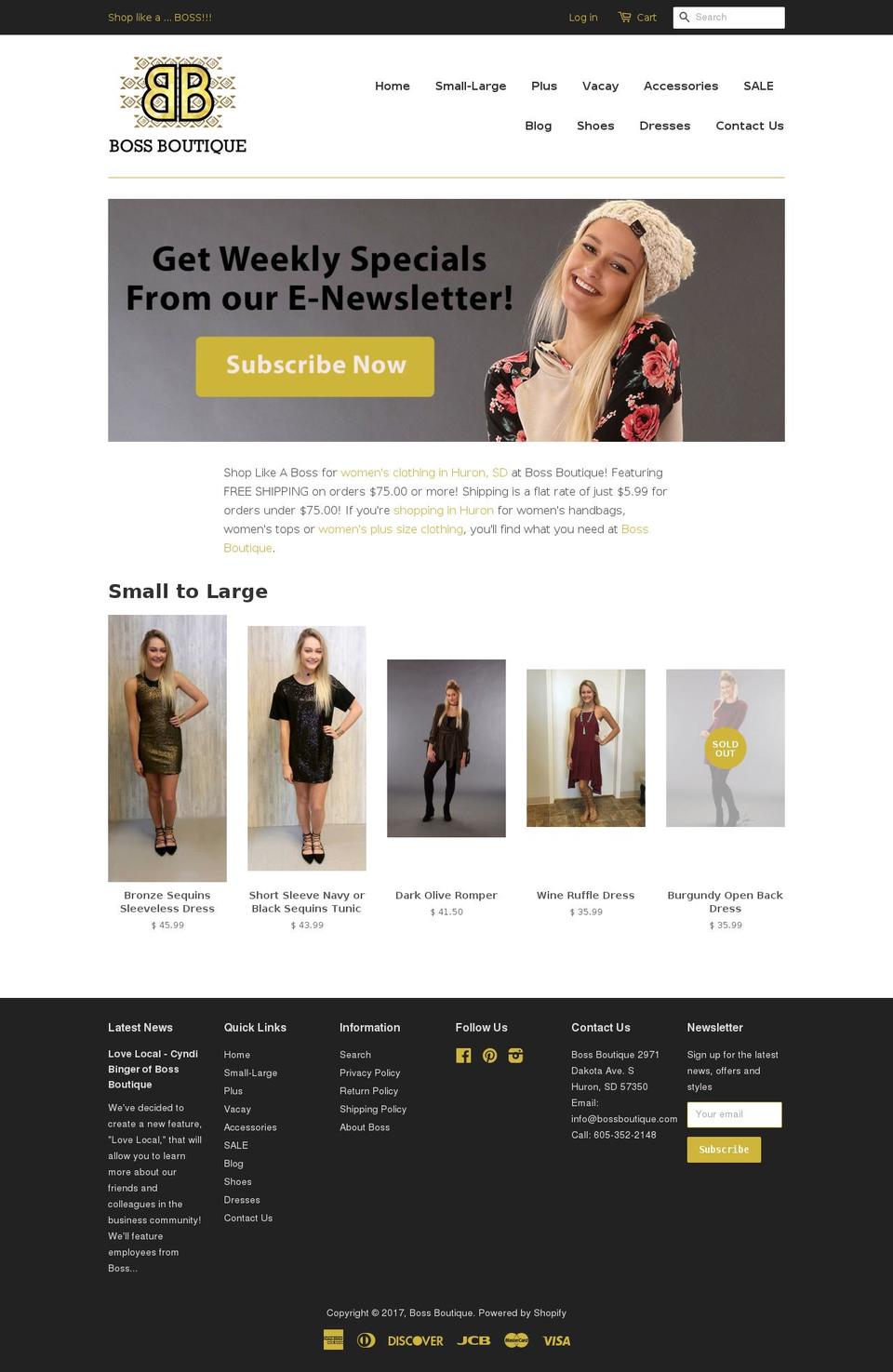 bossboutique.com shopify website screenshot