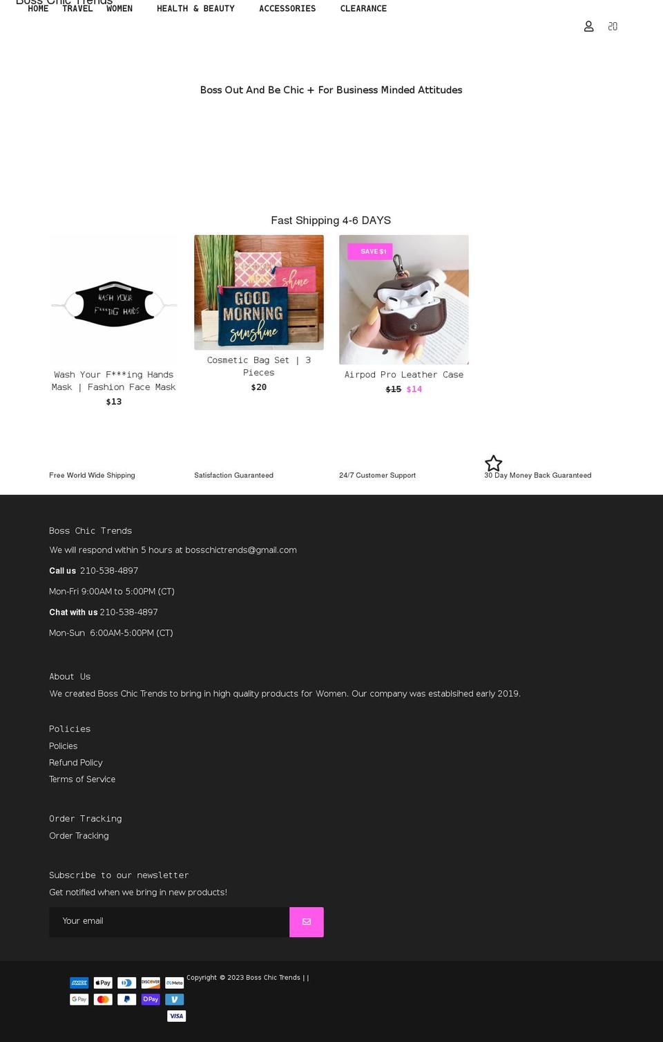 bosschictrends.com shopify website screenshot