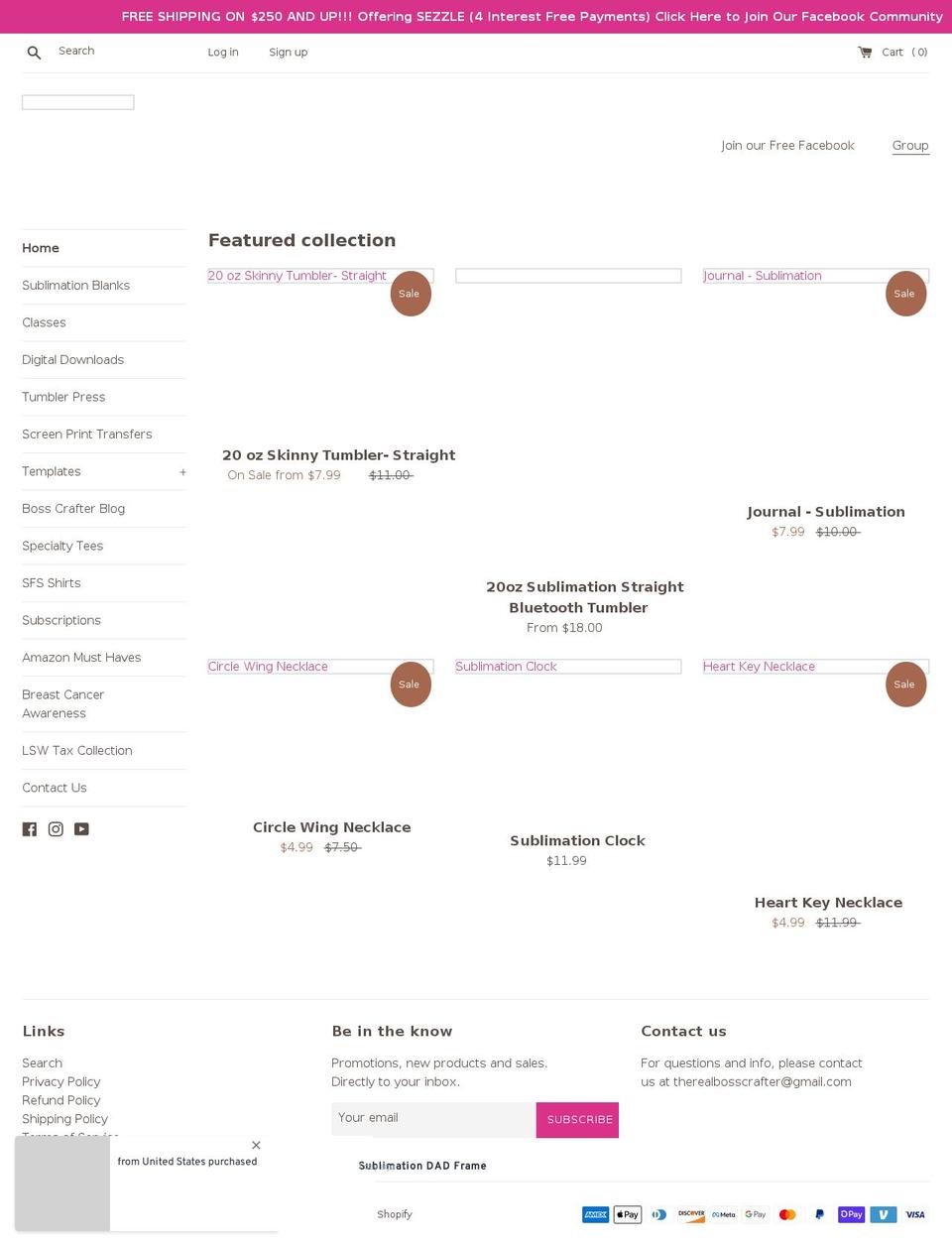bosscrafter.com shopify website screenshot