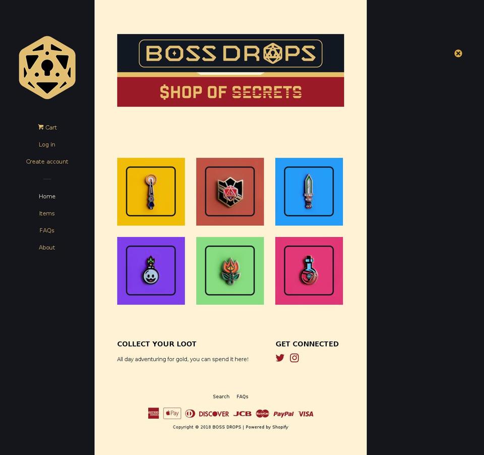 bossdrops.lol shopify website screenshot