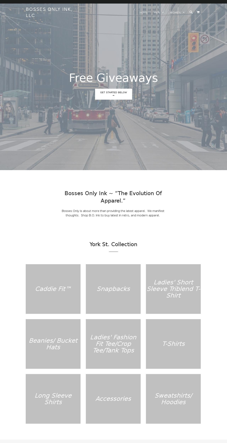 bossesonlyink.com — Shopify storefront screenshot