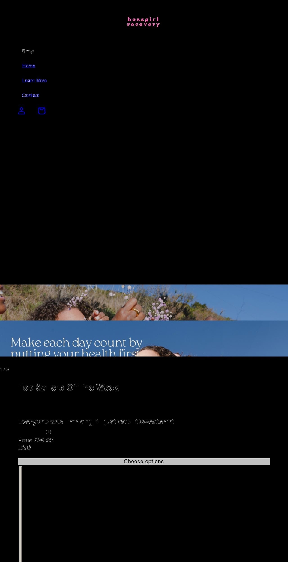 bossgirlrecovery.com shopify website screenshot