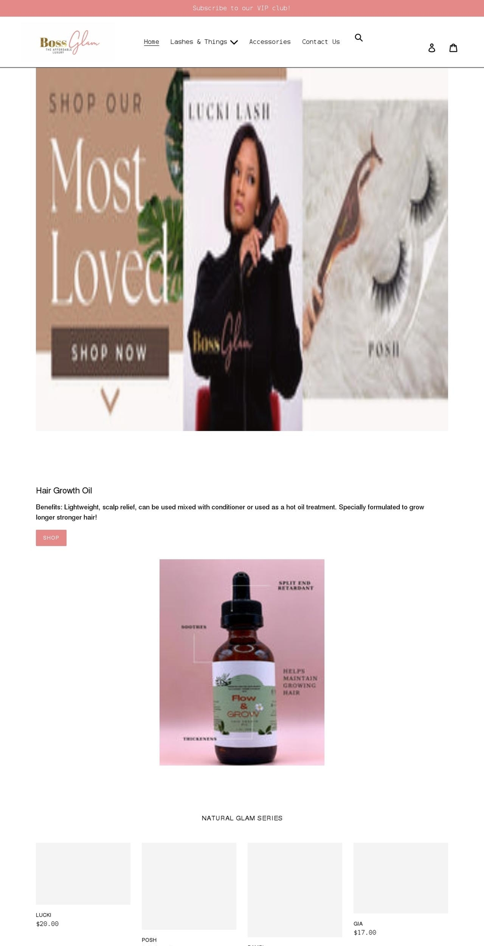 bossglamii.com shopify website screenshot