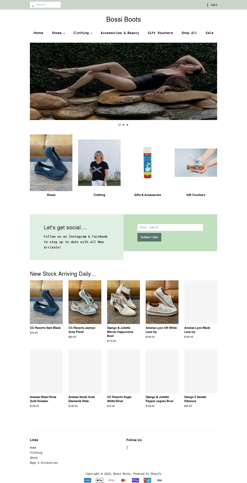 bossibootsboutique.com — Shopify storefront screenshot
