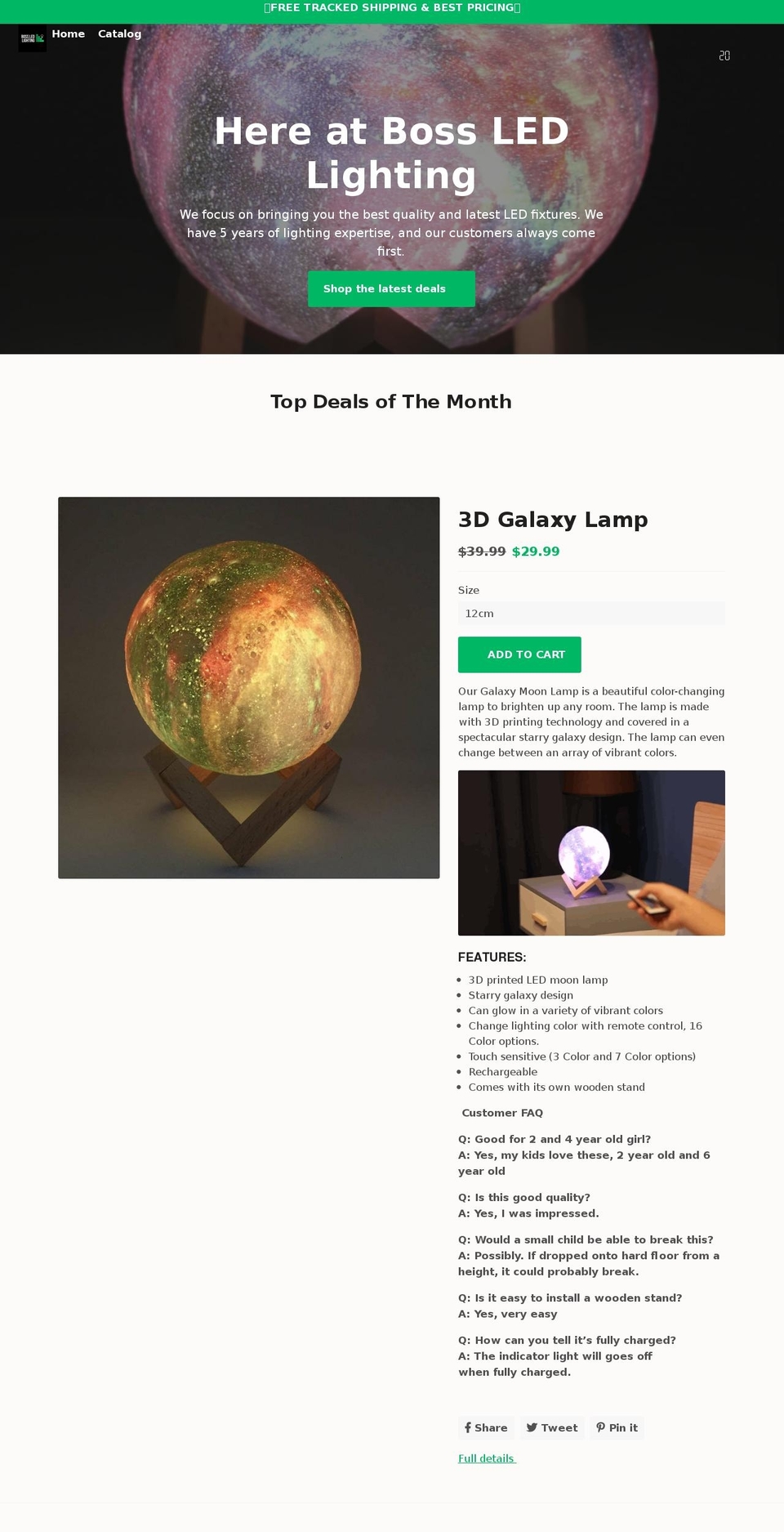 bossledlighting.com shopify website screenshot