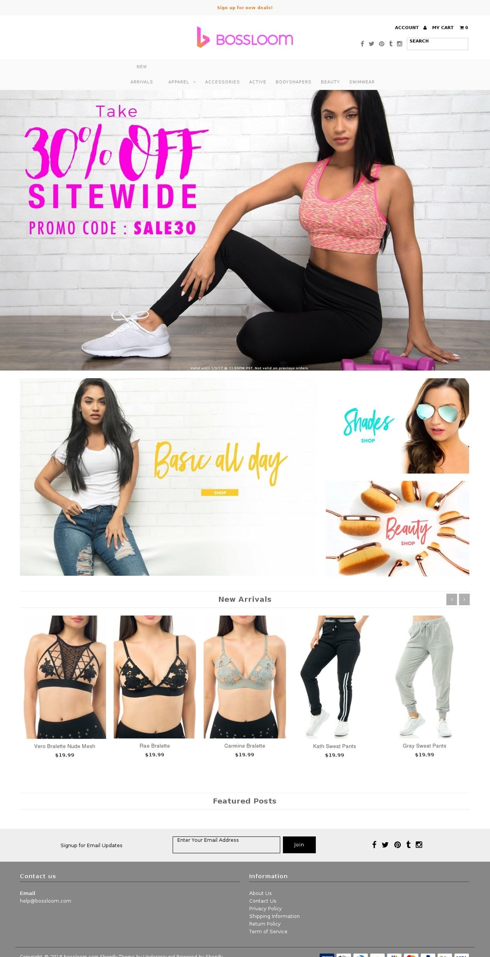 bossloom.com — Shopify storefront screenshot