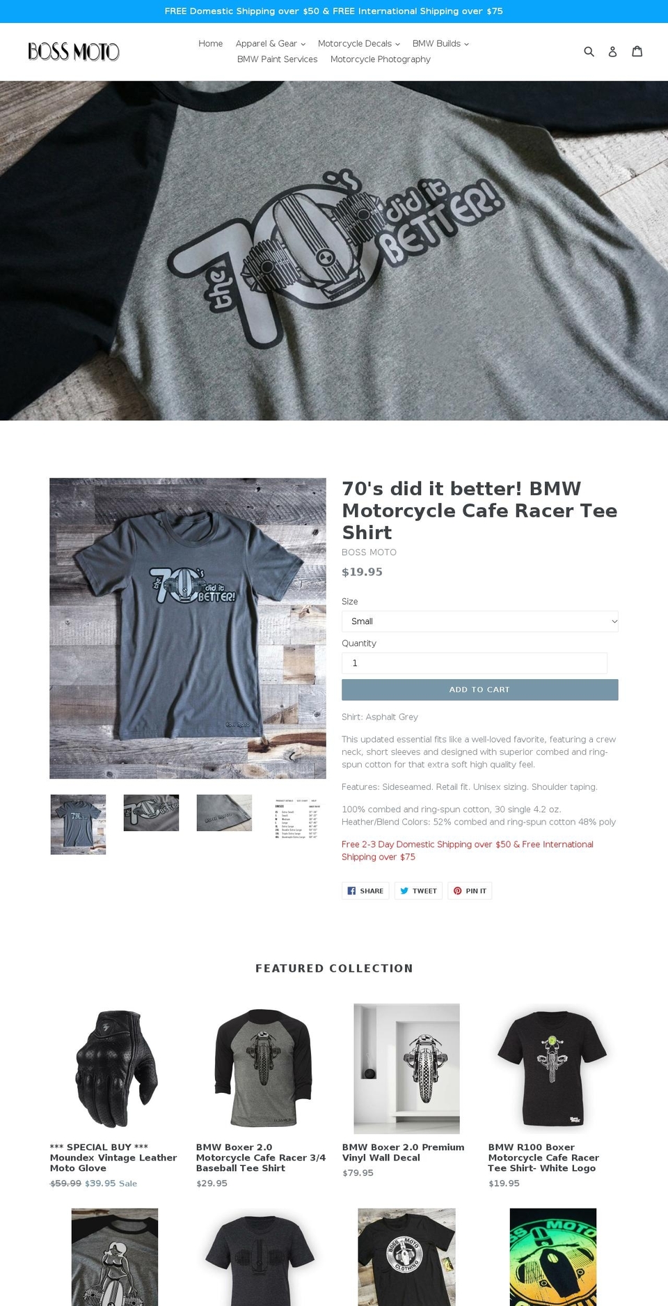 bossmotoclothing.com shopify website screenshot