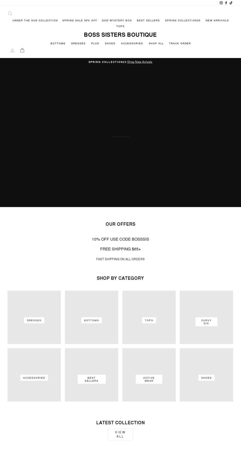 bosssistersboutique.com shopify website screenshot