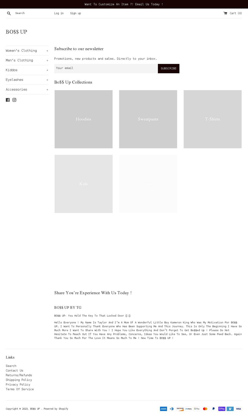 bossupbytg.com shopify website screenshot