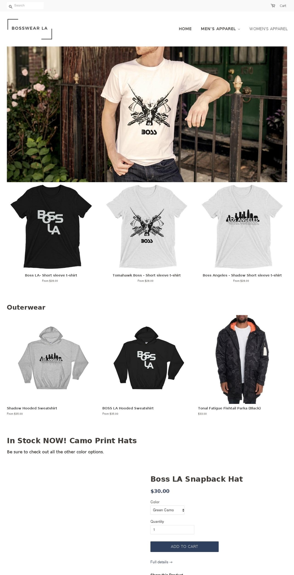 bosswearla.com — Shopify storefront screenshot