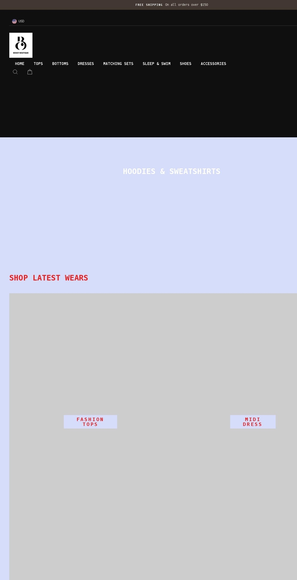 bossyboutique.net shopify website screenshot