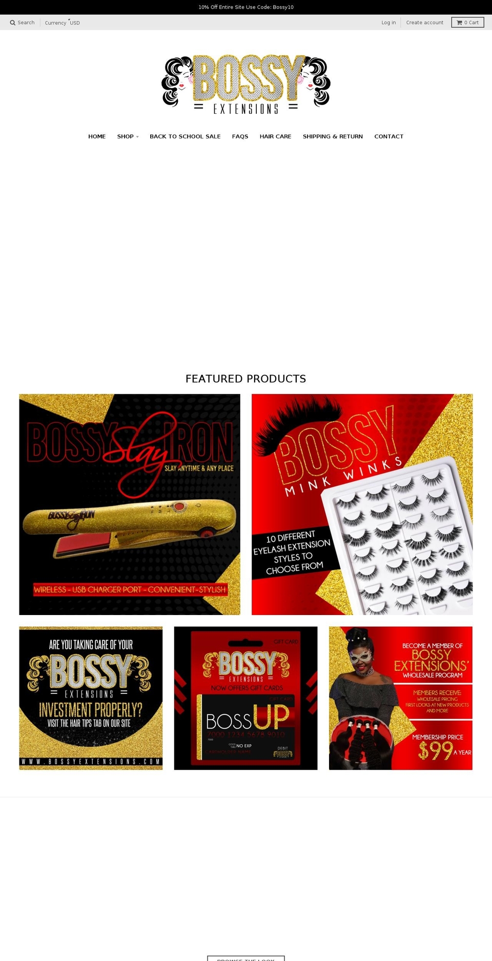bossyextensions.com — Shopify storefront screenshot