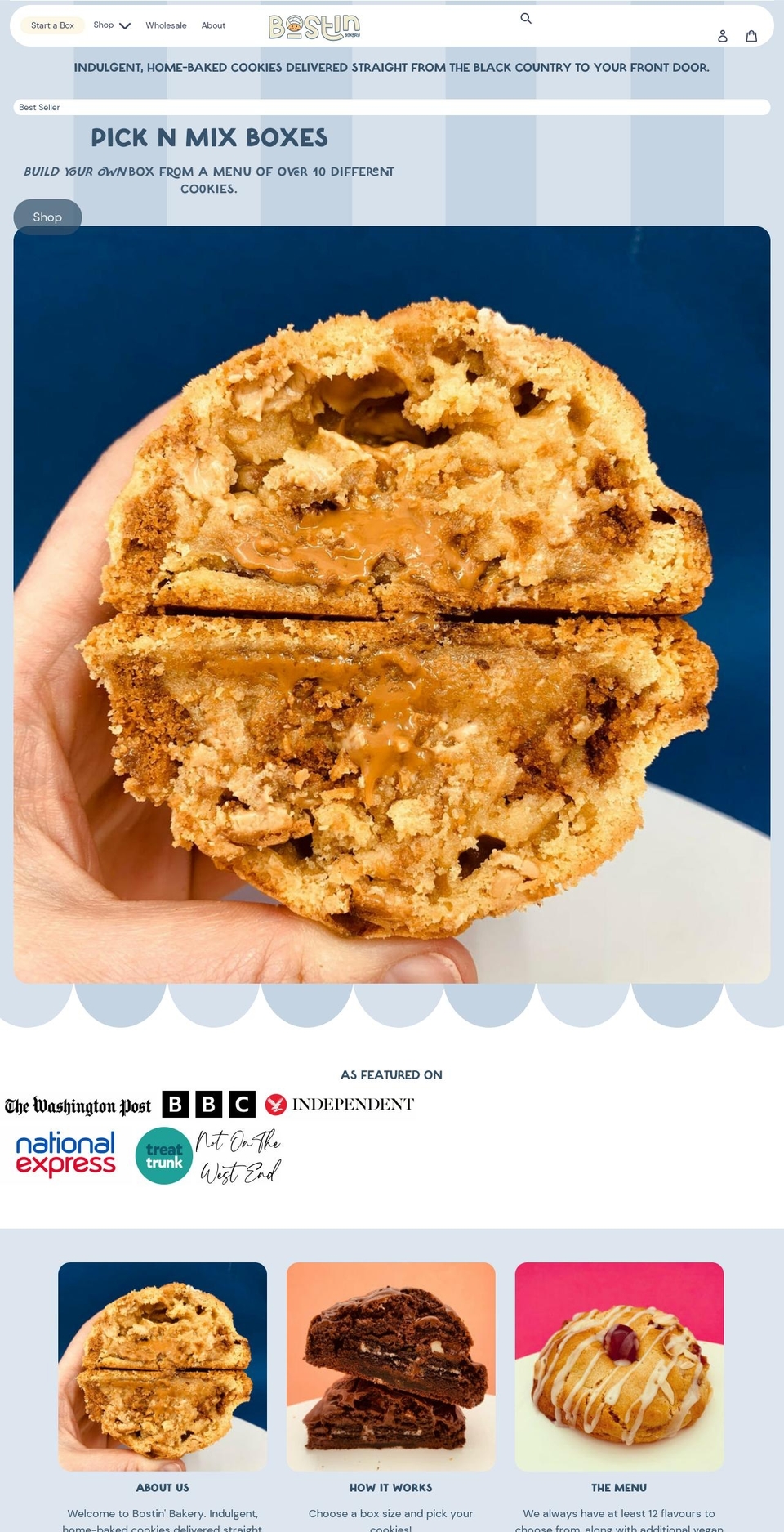 bostinbakery.co.uk shopify website screenshot