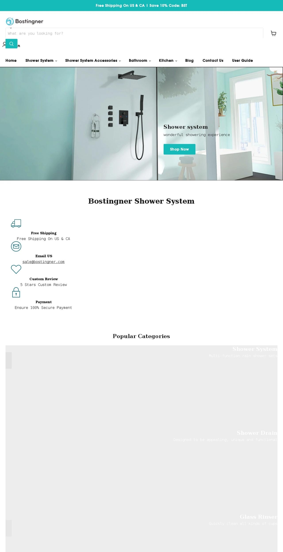 bostingner.com shopify website screenshot
