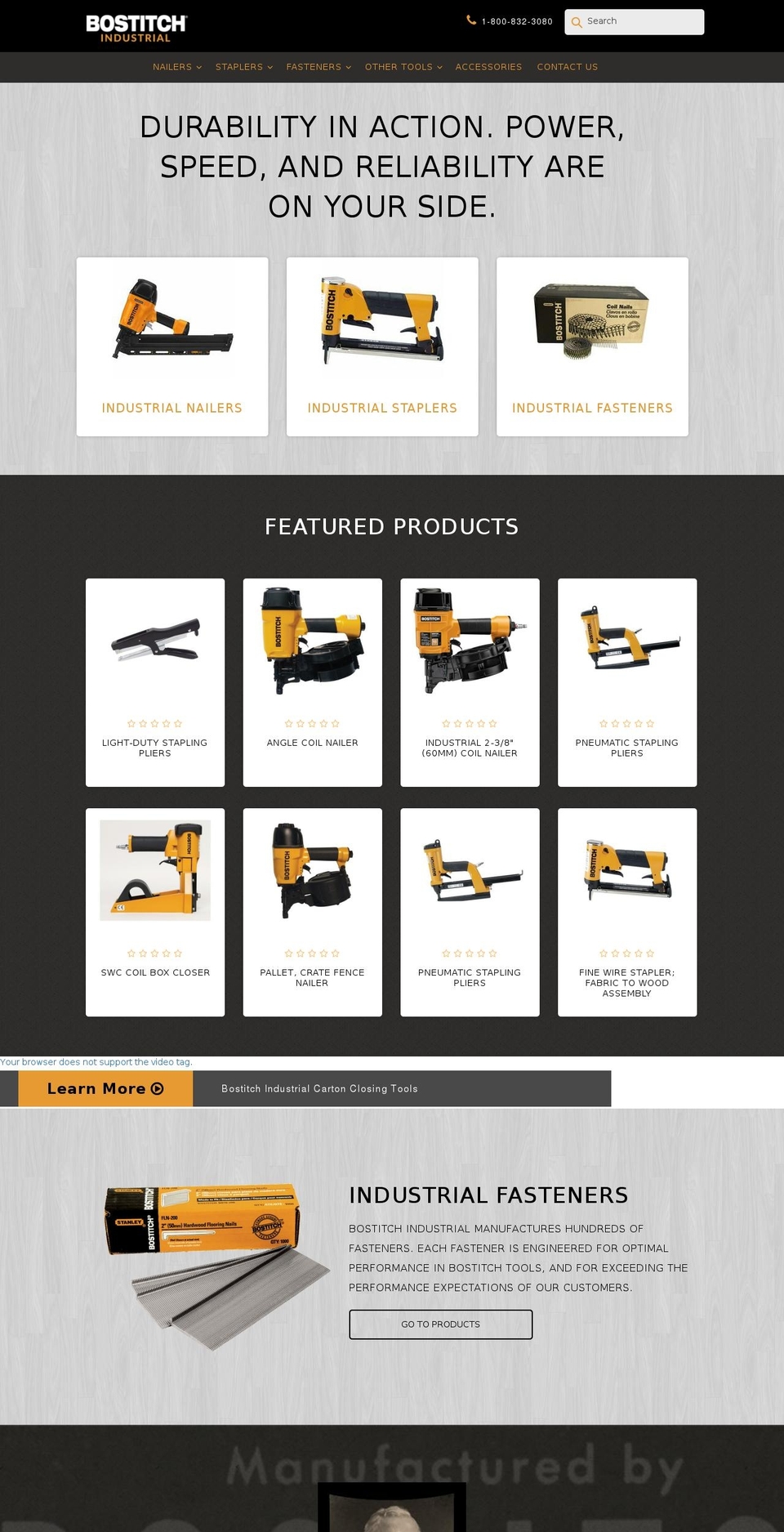 bostitchindustrial.com shopify website screenshot