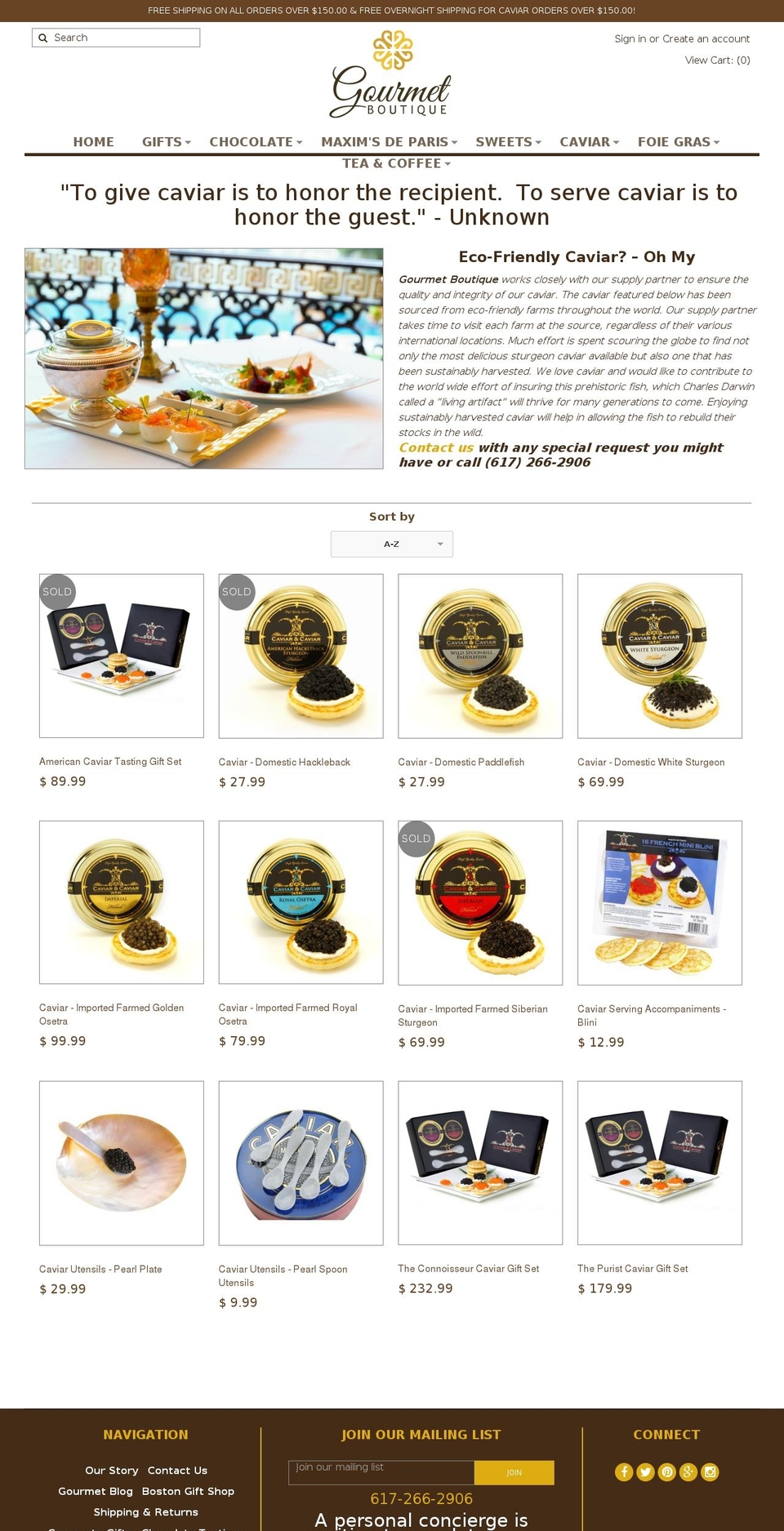 bostoncaviar.com shopify website screenshot