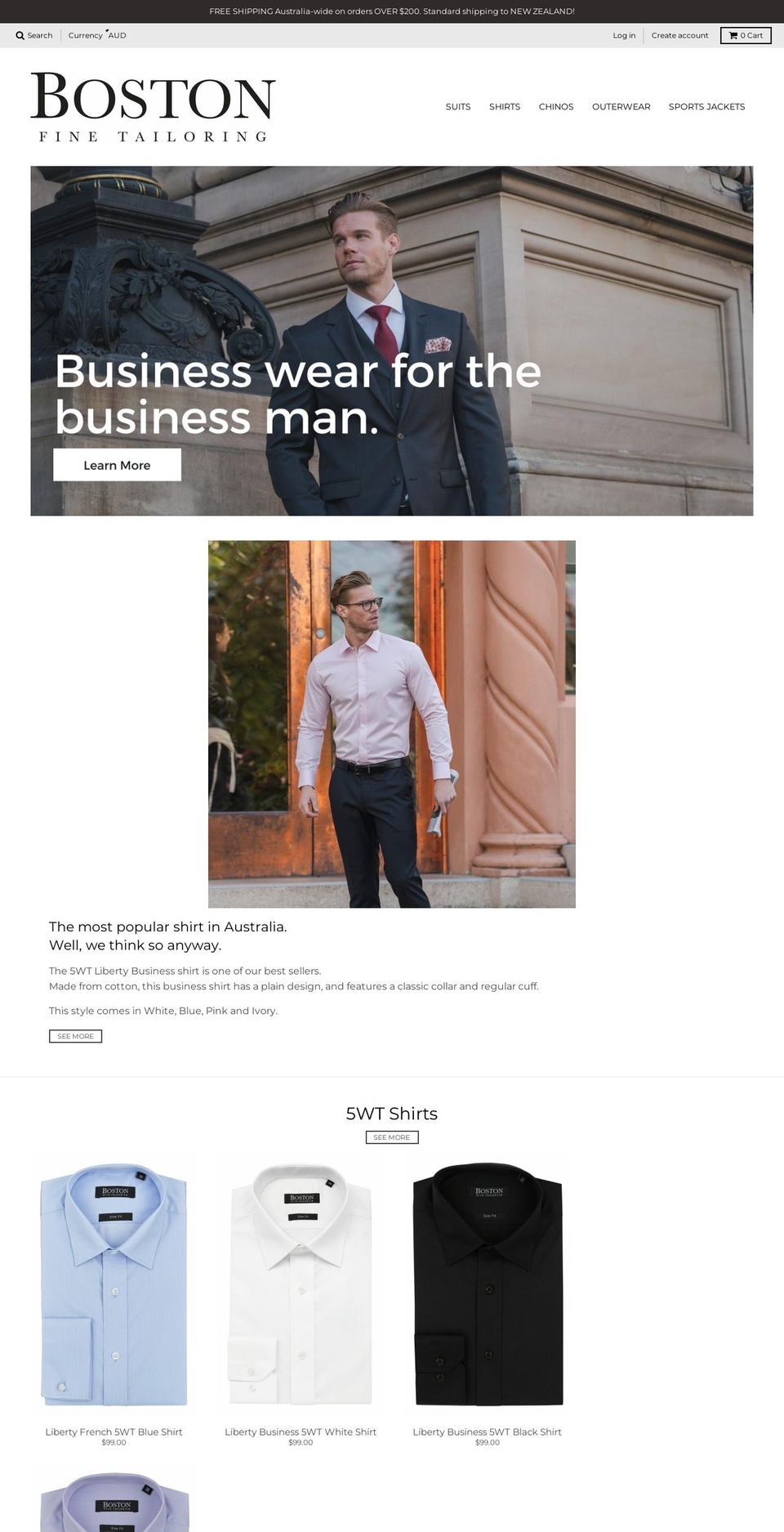 bostonfinetailoring.com.au shopify website screenshot