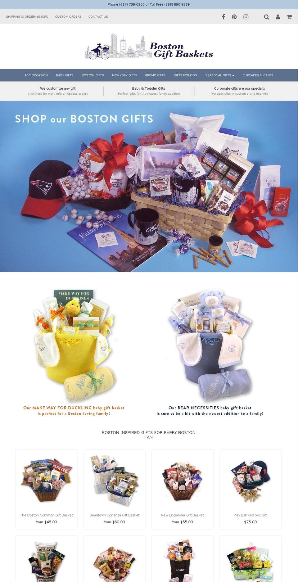 bostongiftbaskets.com shopify website screenshot