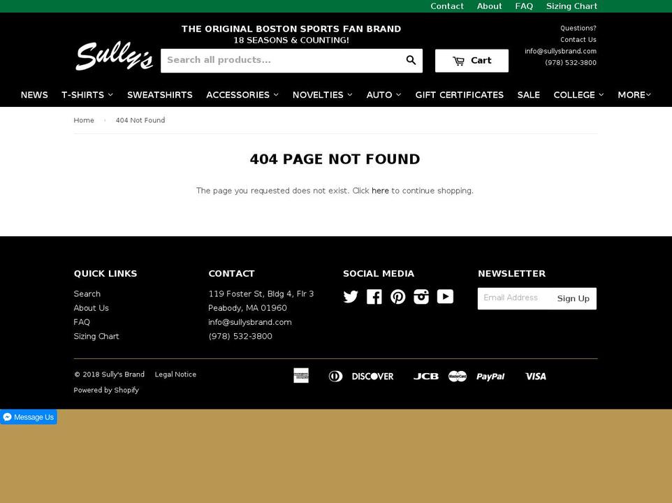 Sully's Brand Shopify theme site example bostonhooligan.com