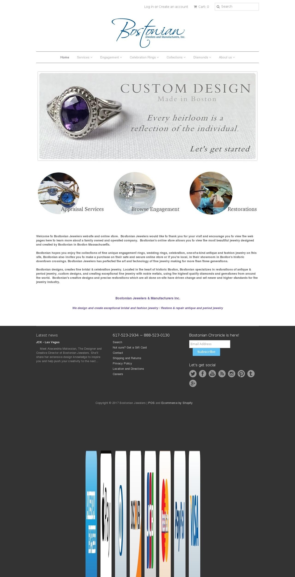 bostonianjewelers.com shopify website screenshot