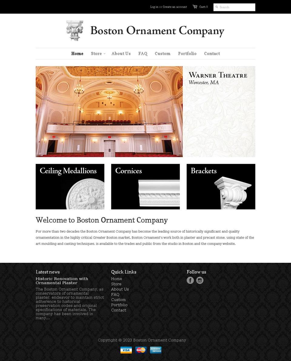 bostonornament.com shopify website screenshot