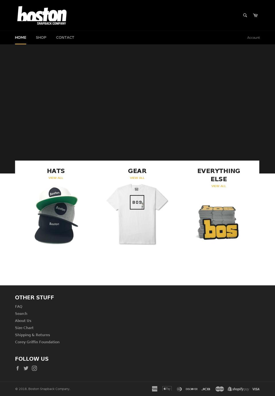 bostonsnapbackcompany.com shopify website screenshot