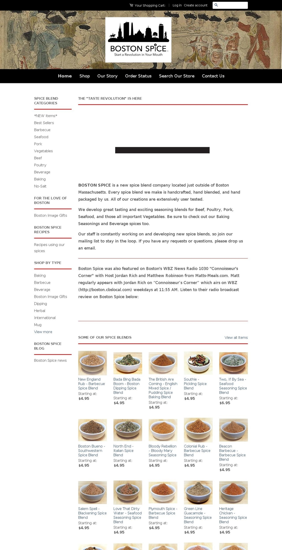 bostonspice.com shopify website screenshot