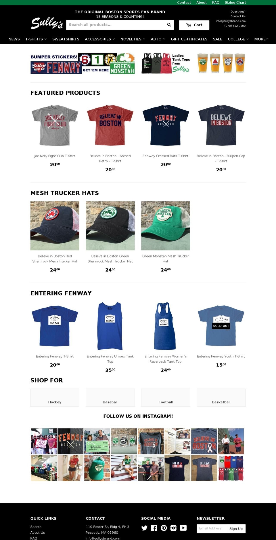 Sully's Brand Shopify theme site example bostontee.com