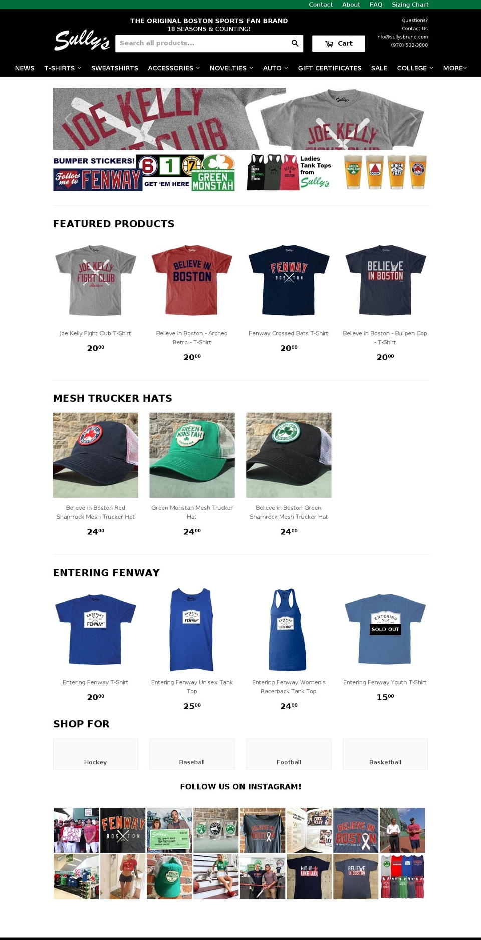 Sully's Brand Shopify theme site example bostonteeshirts.com