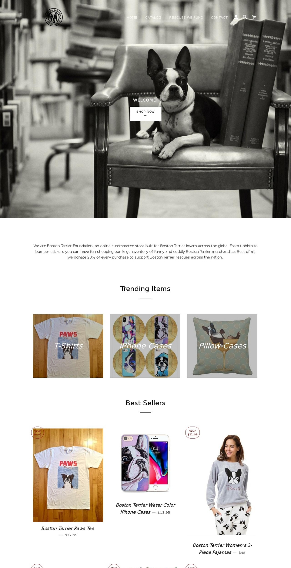 bostonterrierfoundation.com — Shopify storefront screenshot