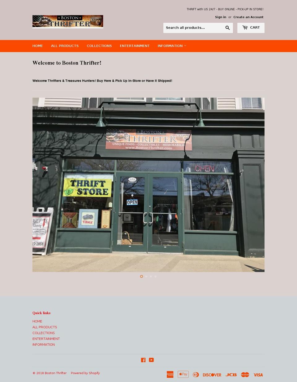 bostonthrifter.com — Shopify storefront screenshot