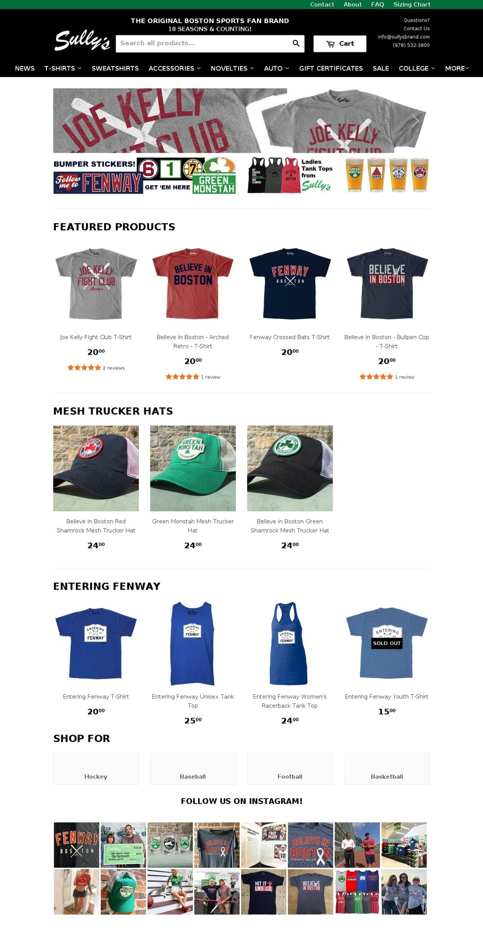 Sully's Brand Shopify theme site example bostontshirt.com