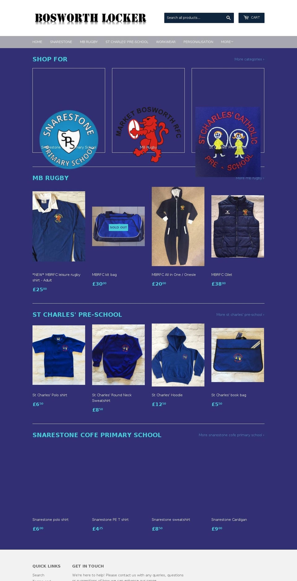 bosworthlocker.com — Shopify storefront screenshot