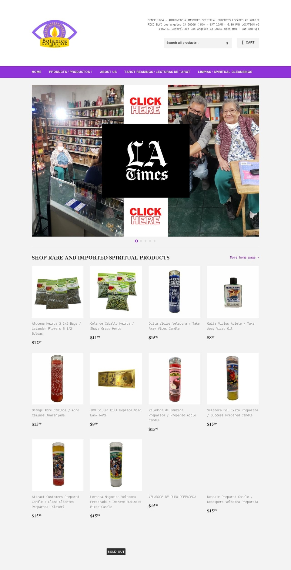 botanicadtla.com shopify website screenshot