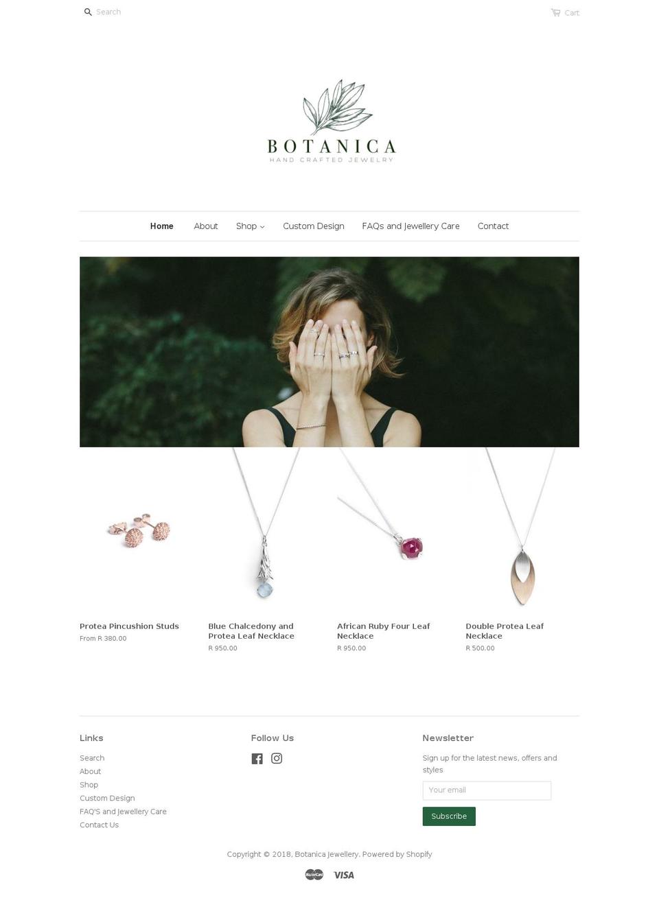 botanicajewellery.com — Shopify storefront screenshot