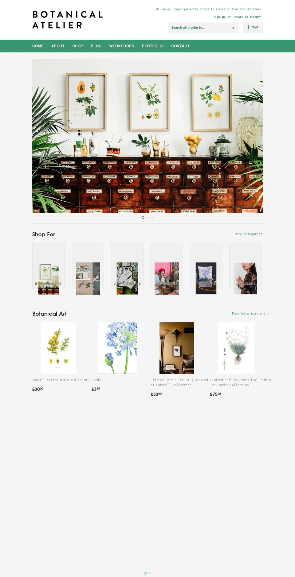 botanicalatelier.co.uk shopify website screenshot