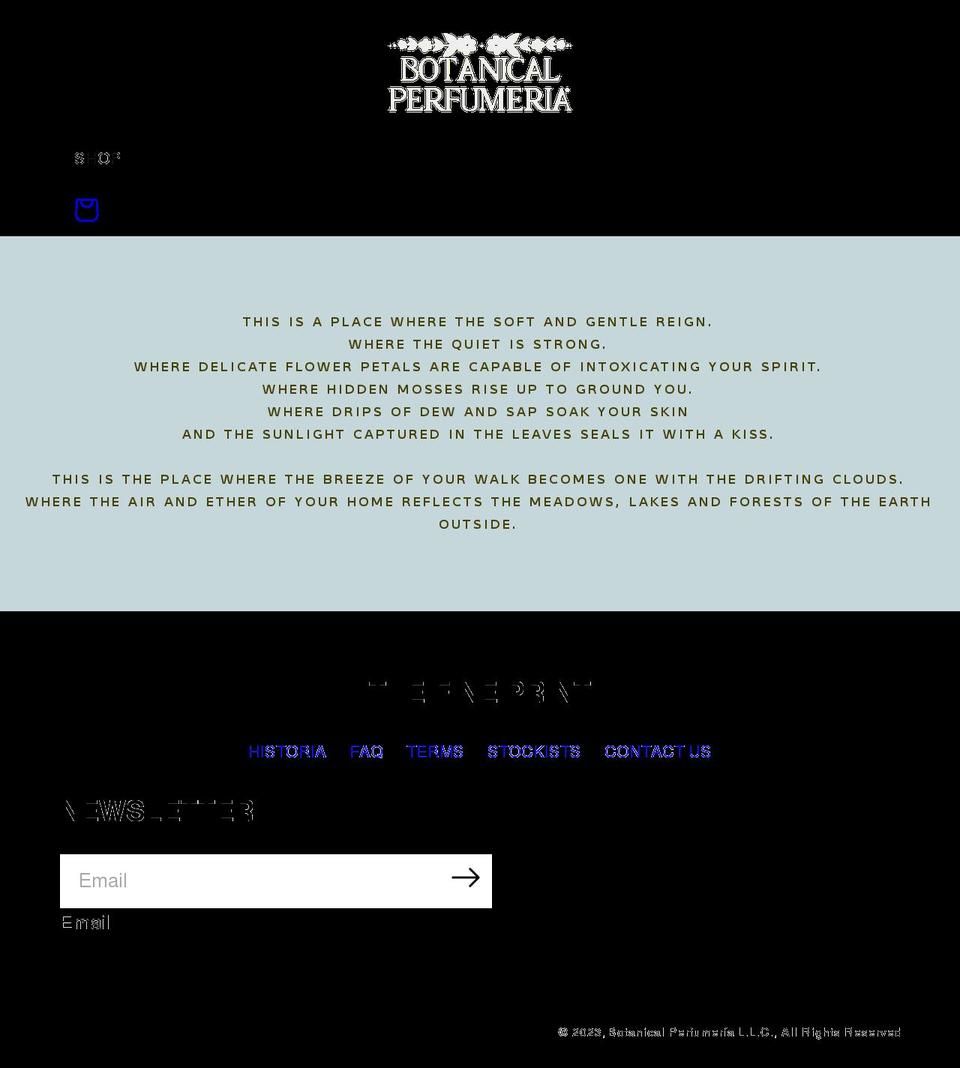 botanicalperfumeria.com shopify website screenshot