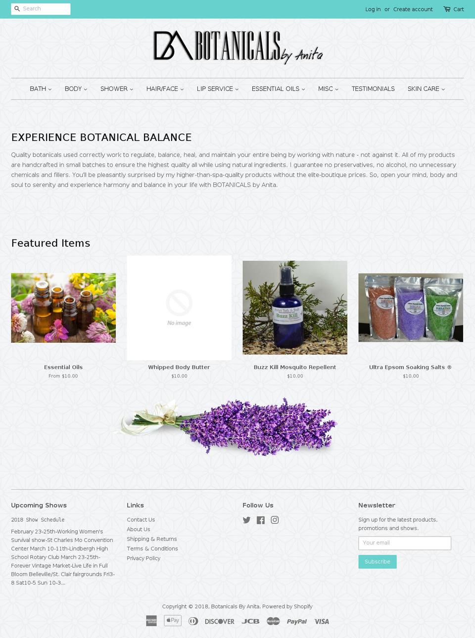 botanicalsbyanita.com shopify website screenshot