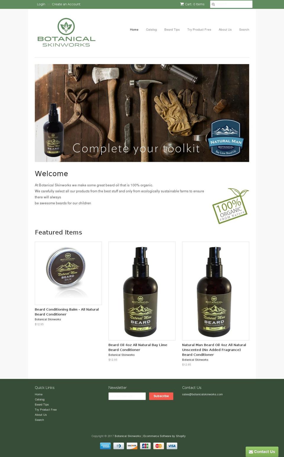 botanicalskinworks.com shopify website screenshot