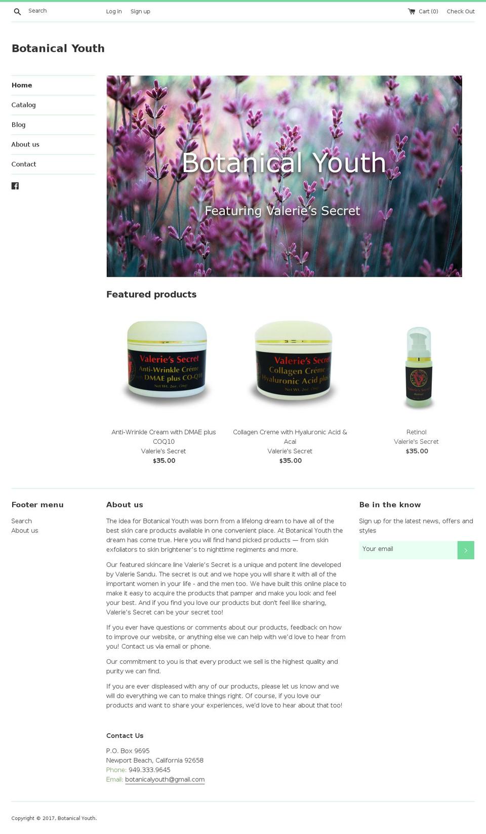 botanicalyouth.com shopify website screenshot