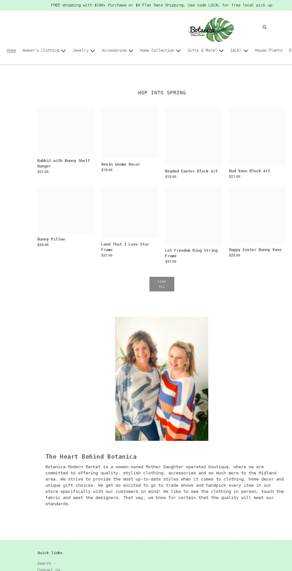 botanicamodernmarket.com shopify website screenshot