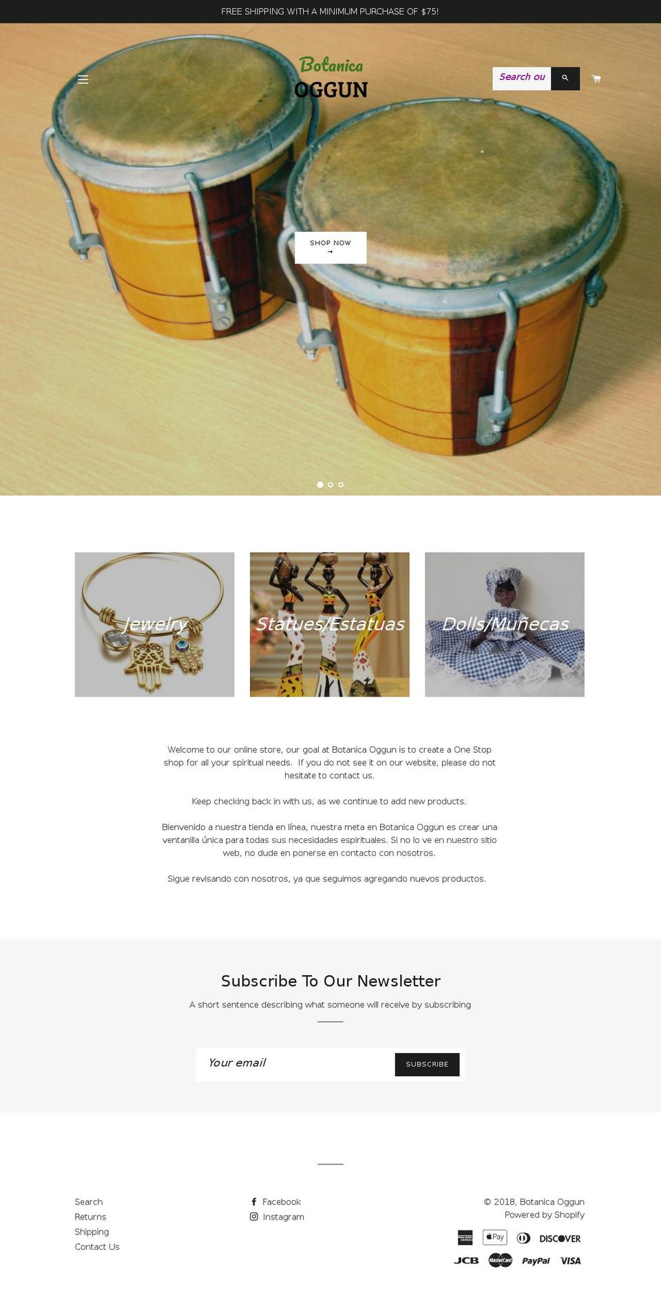 botanicaoggun.com — Shopify storefront screenshot